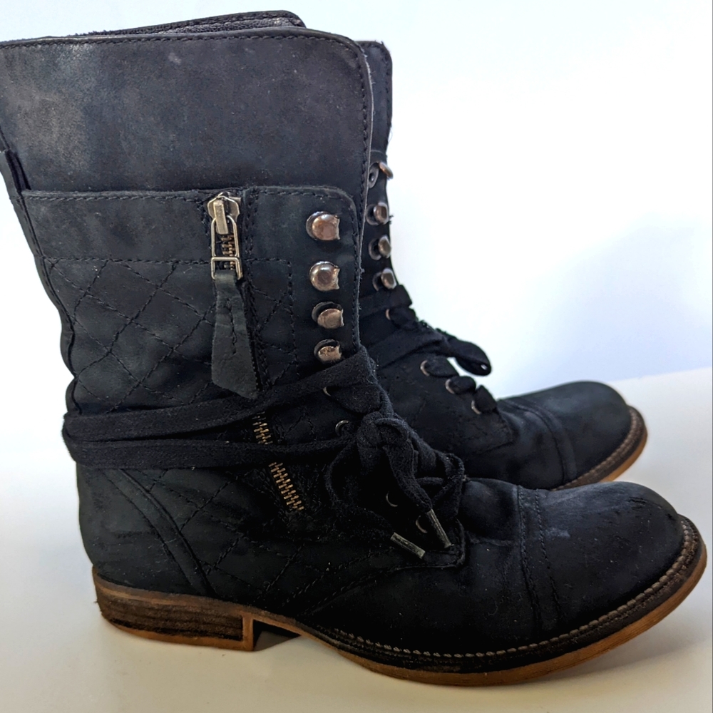 Steve Madden Lace Up Combat Boots, Black, Women's 8.5